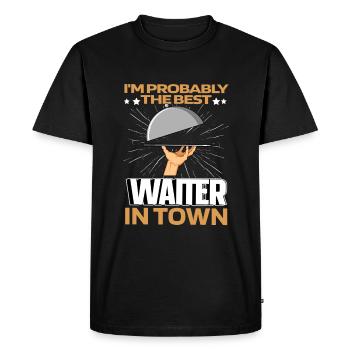 Waiter Waitress Lustig - Men's Premium Organic T-Shirt - black - Front - Nico (187cm)