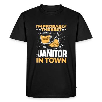 Caretaker Lustig - Men's Premium Organic T-Shirt - black - Front - Nico (187cm)