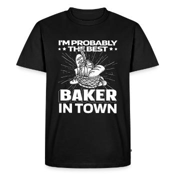 Cuisson du pain de boulangerie Baker - T-shirt Premium bio Homme - noir - Devant - Nico (187cm)