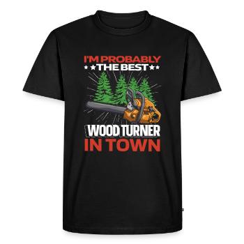 Woodturning Turner Funny - Men's Premium Organic T-Shirt - black - Front - Nico (187cm)