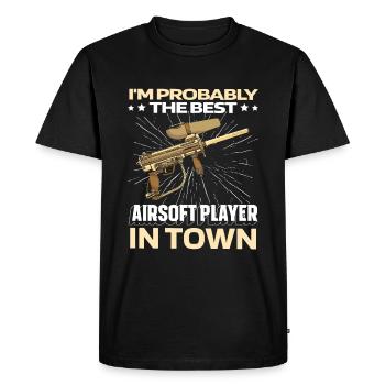 Airsoft Funny - Men's Premium Organic T-Shirt - black - Front - Nico (187cm)