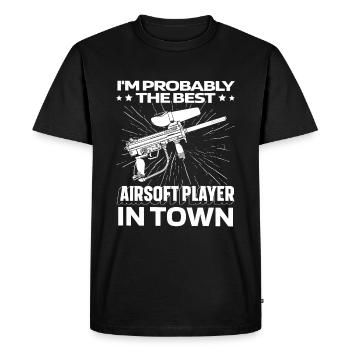 Airsoft Funny - Men's Premium Organic T-Shirt - black - Front - Nico (187cm)
