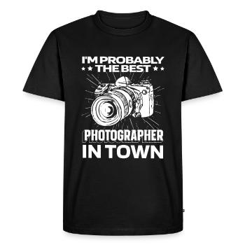 Photographer Photography Camera Funny - Men's Premium Organic T-Shirt - black - Front - Nico (187cm)