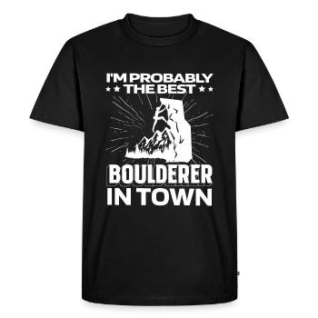 Bloc Bloc Drôle - T-shirt Premium bio Homme - noir - Devant - Nico (187cm)