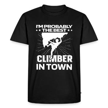 Grimpeur grimpeur drôle - T-shirt Premium bio Homme - noir - Devant - Nico (187cm)