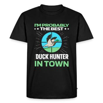 Duck Hunting Duck Hunt Funny - Men's Premium Organic T-Shirt - black - Front - Nico (187cm)
