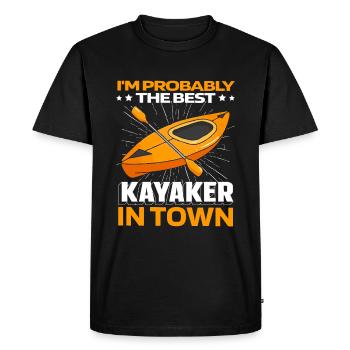 Kayaker Funny - Men's Premium Organic T-Shirt - black - Front - Nico (187cm)