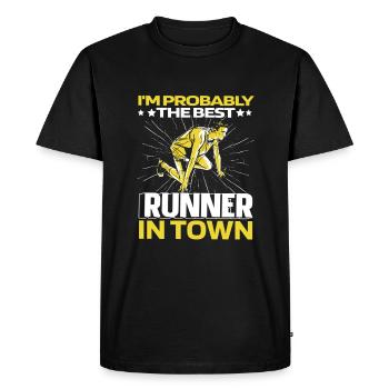 Coureur Joggeur Coureur Course drôle - T-shirt Premium bio Homme - noir - Devant - Nico (187cm)