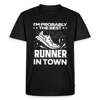 Coureur Joggeur Coureur Course drôle - T-shirt Premium bio Homme - noir - Devant - Nico (187cm)
