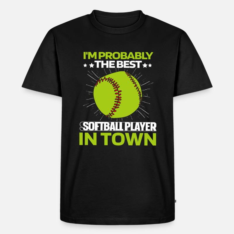 Softball - Männer Premium Bio T-Shirt - Schwarz
