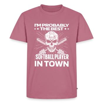 Softball Lustig - Männer Premium Bio T-Shirt - Mauve - Vorne - Nico (187cm)