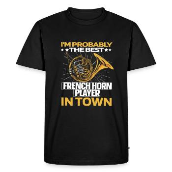 Corniste Français Horn Lustig - T-shirt Premium bio Homme - noir - Devant - Nico (187cm)