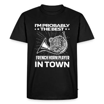 Corniste Français Horn Lustig - T-shirt Premium bio Homme - noir - Devant - Nico (187cm)