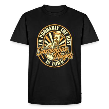 Saxophone Saxophone Drôle - T-shirt Premium bio Homme - noir - Devant - Nico (187cm)