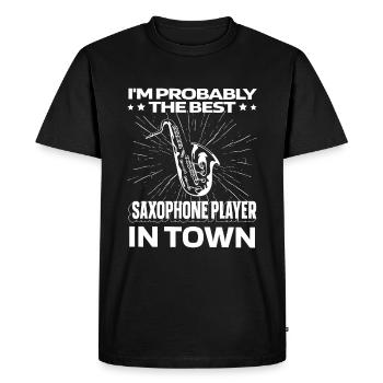 Saxophone Saxophone Drôle - T-shirt Premium bio Homme - noir - Devant - Nico (187cm)