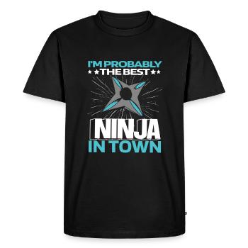 Ninja Lustig - Men's Premium Organic T-Shirt - black - Front - Nico (187cm)