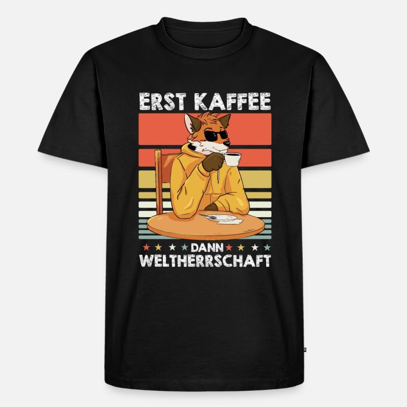 Fuchs Sonnenbrille Kaffee - Männer Premium Bio T-Shirt - Schwarz