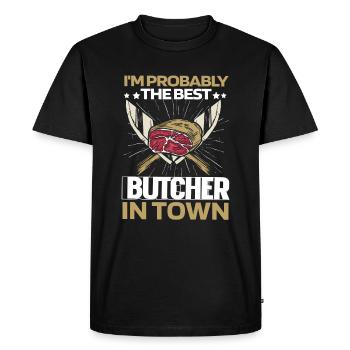 Butcher Butcher Butcher Knives - Men's Premium Organic T-Shirt - black - Front - Nico (187cm)