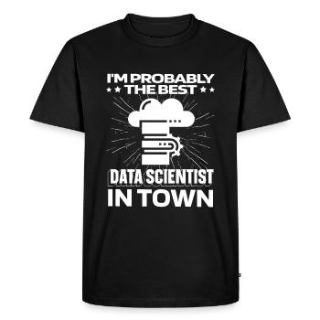 Serveur Data Science Data Analyst - T-shirt Premium bio Homme - noir - Devant - Nico (187cm)