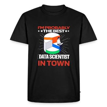 Analyste de données en science des données Lustig - T-shirt Premium bio Homme - noir - Devant - Nico (187cm)