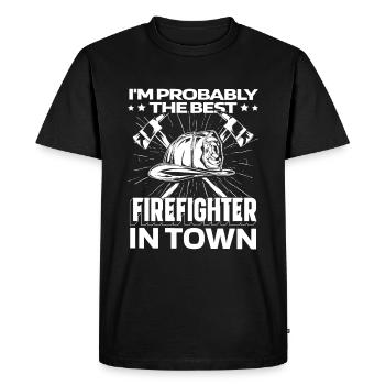 Firefighter Helm - Men's Premium Organic T-Shirt - black - Front - Nico (187cm)