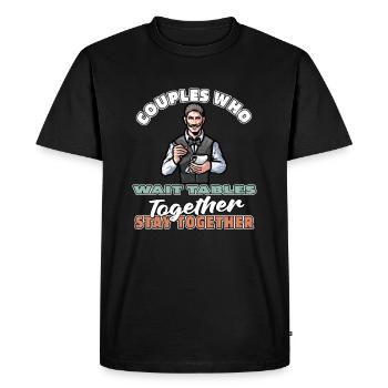 Couple de serveuses serveur - T-shirt Premium bio Homme - noir - Devant - Nico (187cm)