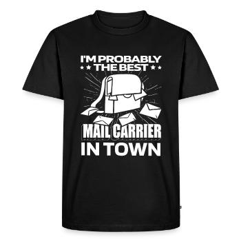 Postman Postman Lustig - Men's Premium Organic T-Shirt - black - Front - Nico (187cm)