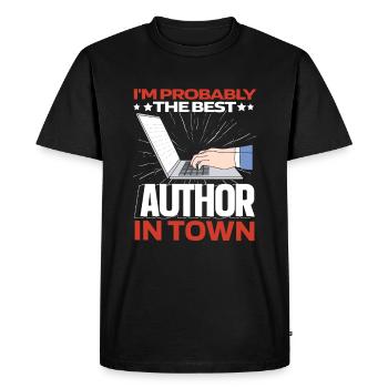 Writer Author Lustig - Men's Premium Organic T-Shirt - black - Front - Nico (187cm)