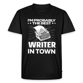 Écrivain Auteur Machine à écrire - T-shirt Premium bio Homme - noir - Devant - Nico (187cm)