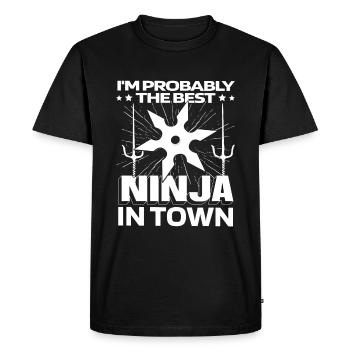 Ninja Ninja Star - T-shirt Premium bio Homme - noir - Devant - Nico (187cm)