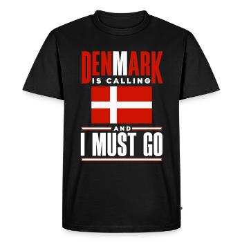 Danemark Drapeau Le Danemark appelle - T-shirt Premium bio Homme - noir - Devant - Nico (187cm)