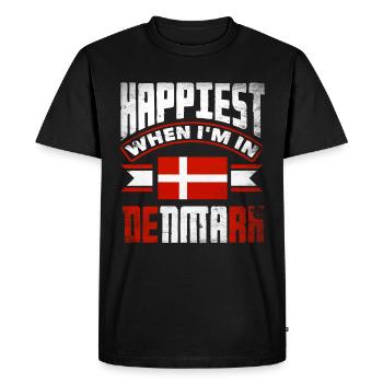 Danemark drapeau le plus heureux quand im in - T-shirt Premium bio Homme - noir - Devant - Nico (187cm)