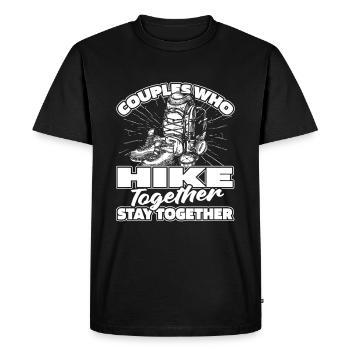 Couple de randonneurs - T-shirt Premium bio Homme - noir - Devant - Nico (187cm)