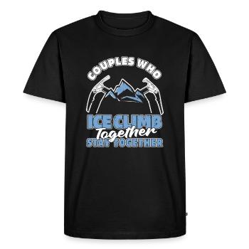 Couple d’escalade sur glace - T-shirt Premium bio Homme - noir - Devant - Nico (187cm)