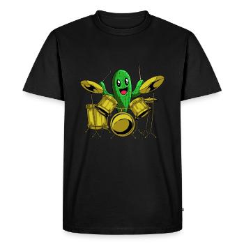 Batterie Batteur Batteur Cactus - T-shirt Premium bio Homme - noir - Devant - Nico (187cm)