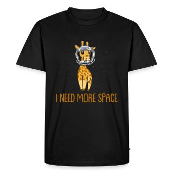 Giraffe Astronaut I Need More Space - Men's Premium Organic T-Shirt - black - Front - Nico (187cm)