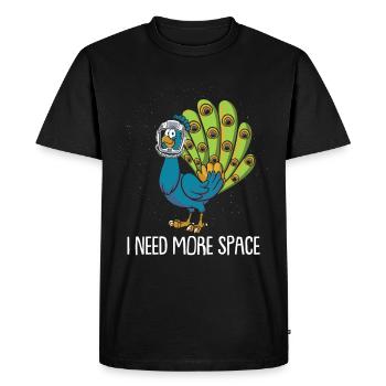 Peacock Bird Astronaut I Need More Space - Men's Premium Organic T-Shirt - black - Front - Nico (187cm)