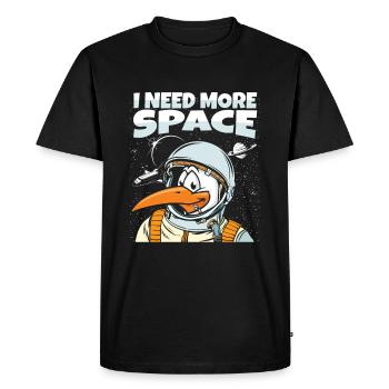 Seagull Astronaut I Need More Space - Men's Premium Organic T-Shirt - black - Front - Nico (187cm)