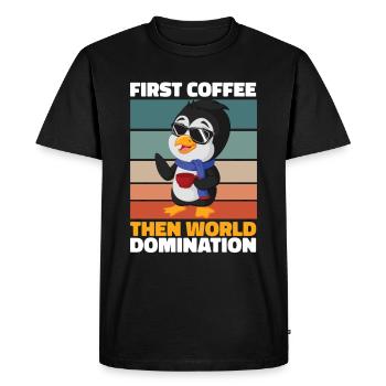 Penguin Coffee - Men's Premium Organic T-Shirt - black - Front - Nico (187cm)