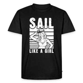 Voile Sailor Sailboat Girls - T-shirt Premium bio Homme - noir - Devant - Nico (187cm)