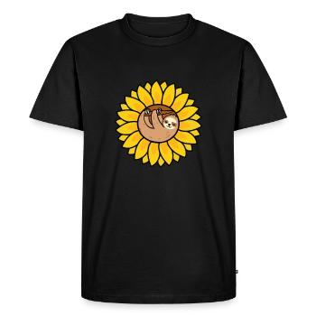 Sloth Cute Sloth Sunflower - Men's Premium Organic T-Shirt - black - Front - Nico (187cm)