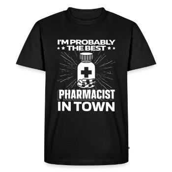 Pharmacie Pharmacien Médicaments - T-shirt Premium bio Homme - noir - Devant - Nico (187cm)