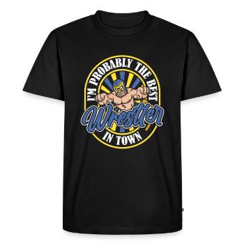 Wrestling Wrestler Humor - Men's Premium Organic T-Shirt - black - Front - Nico (187cm)