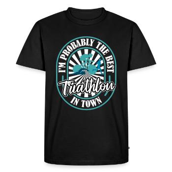 Triathlon Triathlete Lustig - Men's Premium Organic T-Shirt - black - Front - Nico (187cm)