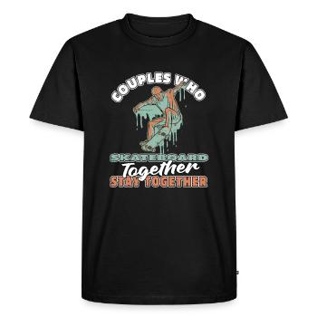 Couple de skateboard - T-shirt Premium bio Homme - noir - Devant - Nico (187cm)