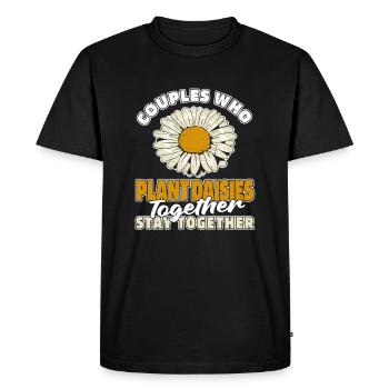 Paire de marguerites de fleurs d’oie - T-shirt Premium bio Homme - noir - Devant - Nico (187cm)