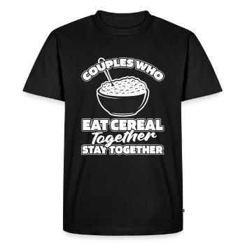 Petit déjeuner Muesli Céréalier Couple - T-shirt Premium bio Homme - noir - Devant - Nico (187cm)