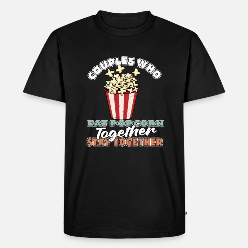 Popcorn Paar - Männer Premium Bio T-Shirt - Schwarz