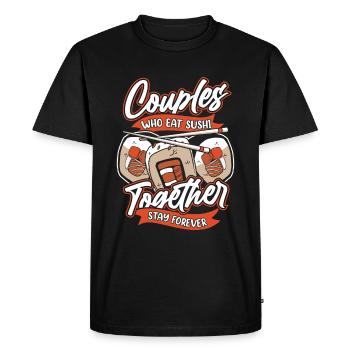 Sushi Couple - Men's Premium Organic T-Shirt - black - Front - Nico (187cm)