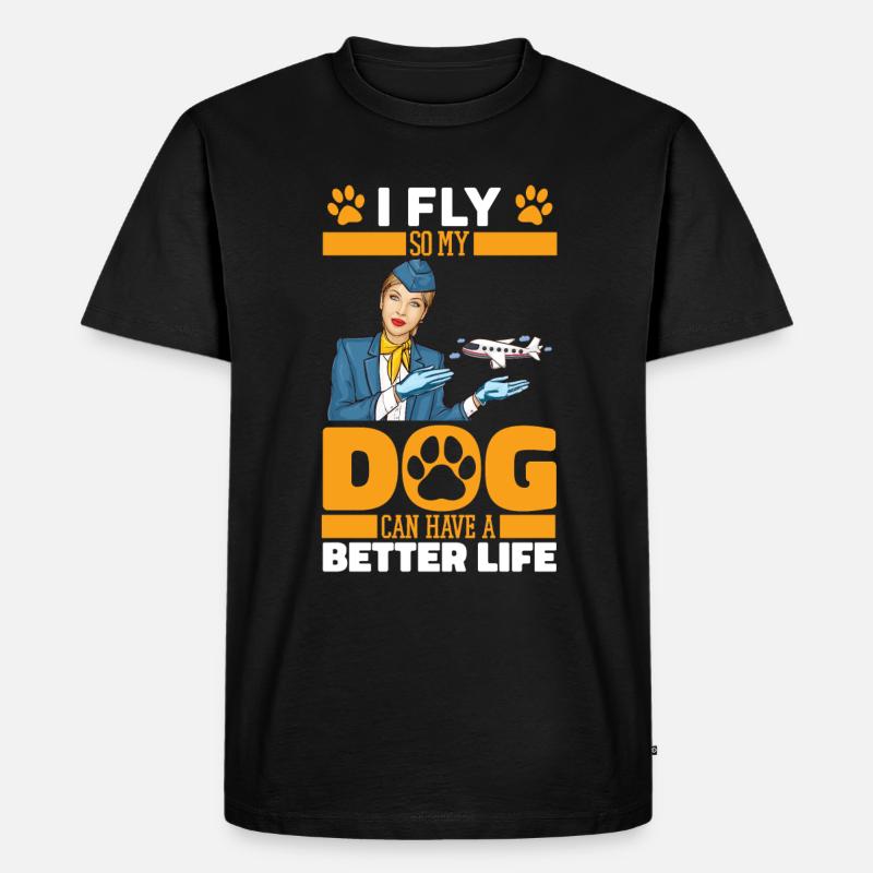 Flugbegleiter Stewardess Hund - Männer Premium Bio T-Shirt - Schwarz